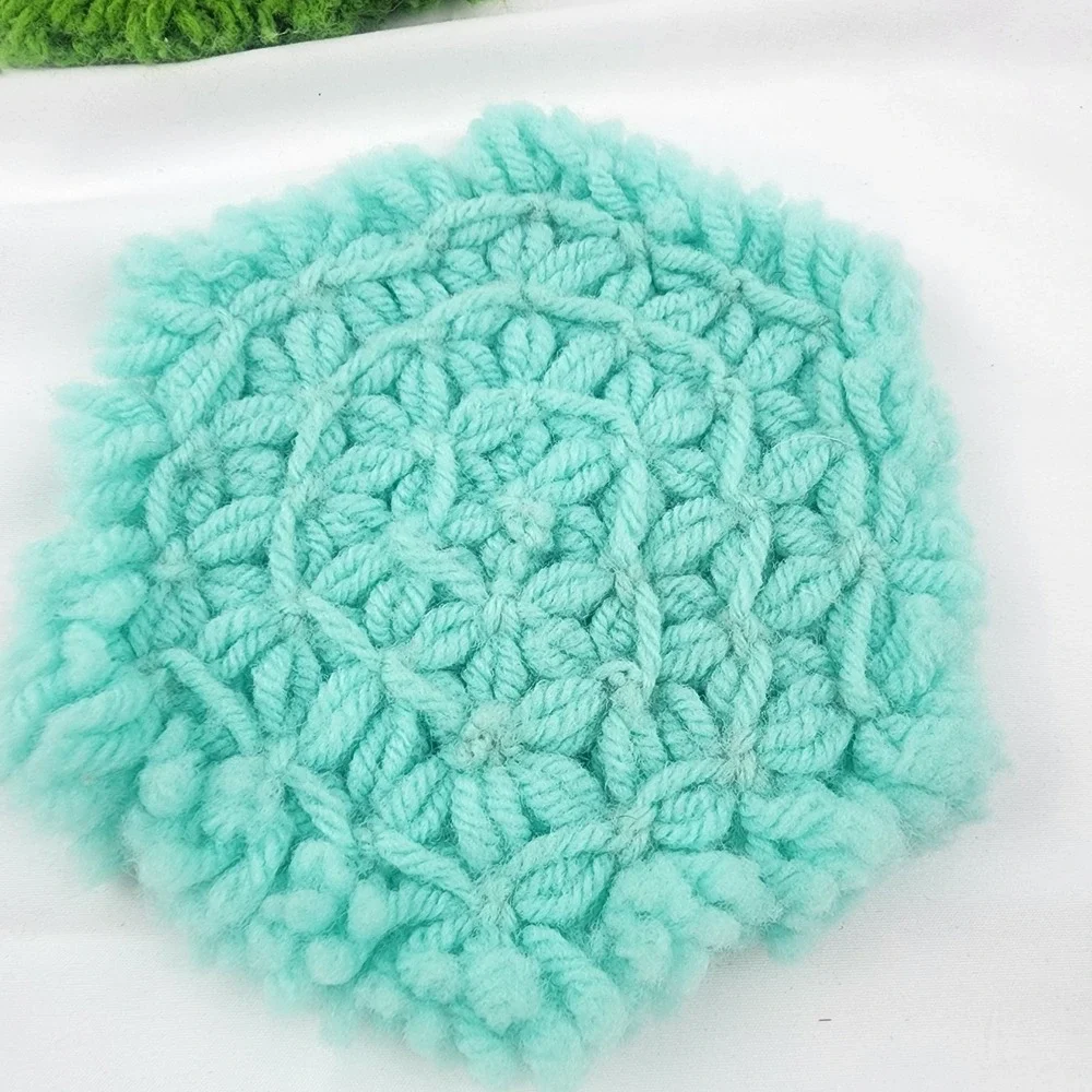 Vintage Handmade Crocheted‎ Lot of 10 Hot Pads Pot Holders 8 Coasters With Stand